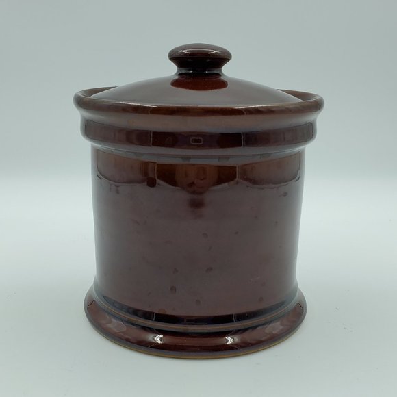 Rogers Pottery Brown Lidded Jar Brown Glaze Cookie Jar Canister Made in England - Picture 1 of 8